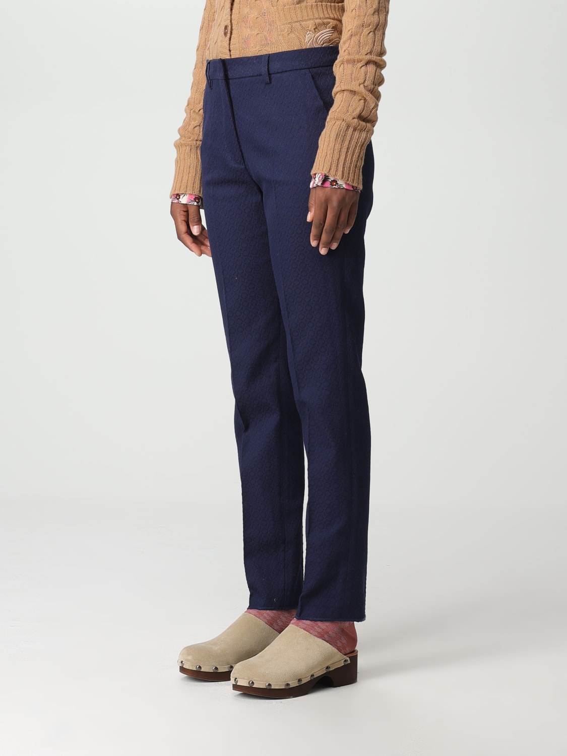 ETRO PANTS: Etro pants in stretch cotton, Blue - Img 4