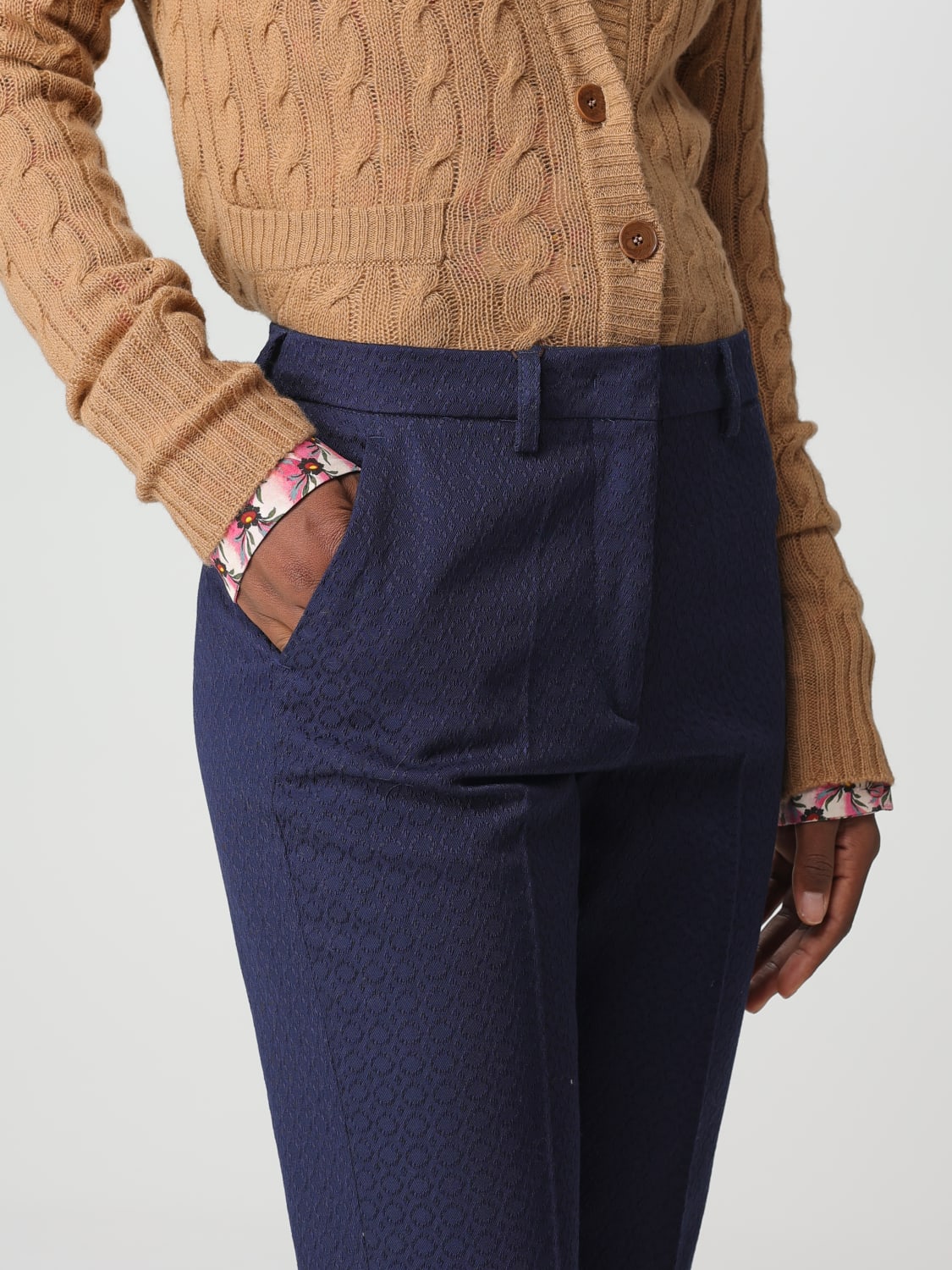 ETRO PANTS: Etro pants in stretch cotton, Blue - Img 5