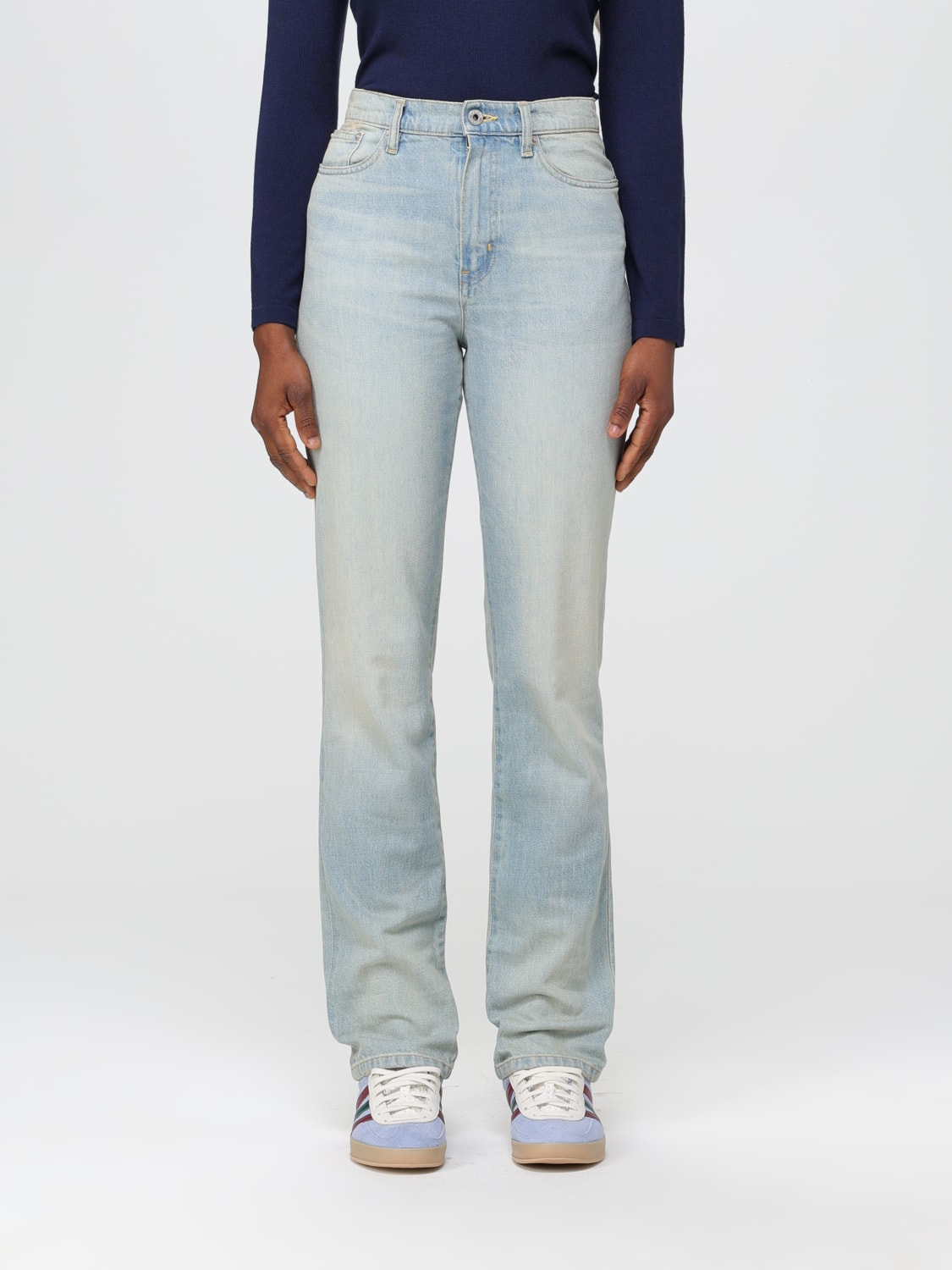 KENZO JEANS: Kenzo denim jeans with logo patch, Grey - Img 1