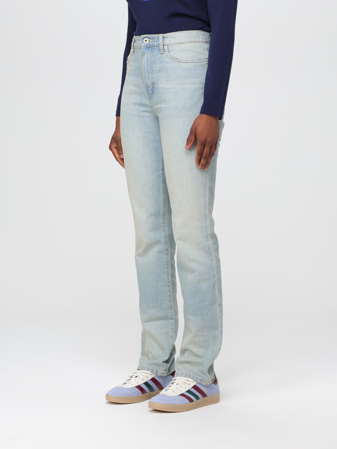 KENZO JEANS: Kenzo denim jeans with logo patch, Grey - Img 4