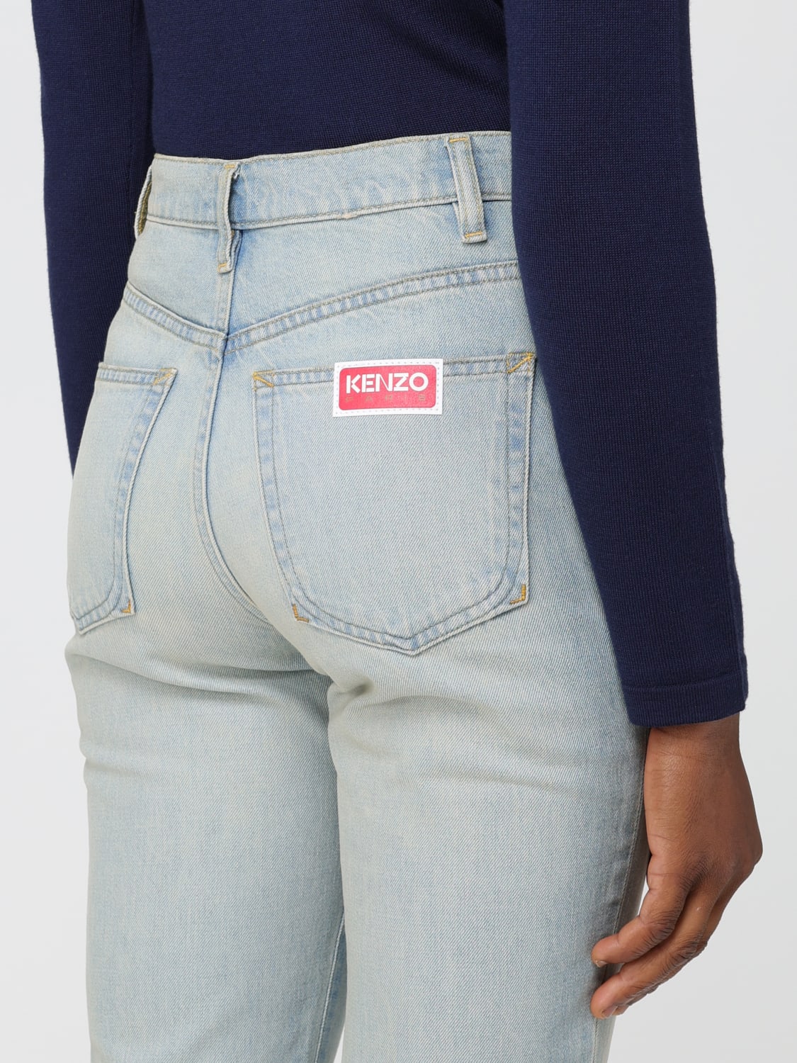 KENZO JEANS: Kenzo denim jeans with logo patch, Grey - Img 5