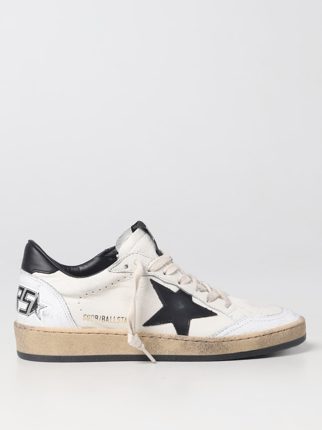 GOLDEN GOOSE SNEAKERS: Golden Goose Ball-Star sneakers in used leather with patch, White - Img 1