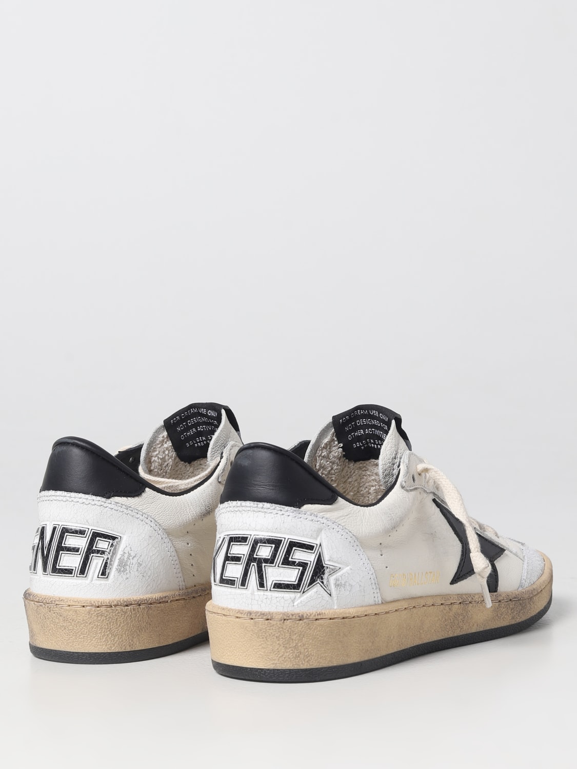GOLDEN GOOSE SNEAKERS: Golden Goose Ball-Star sneakers in used leather with patch, White - Img 3