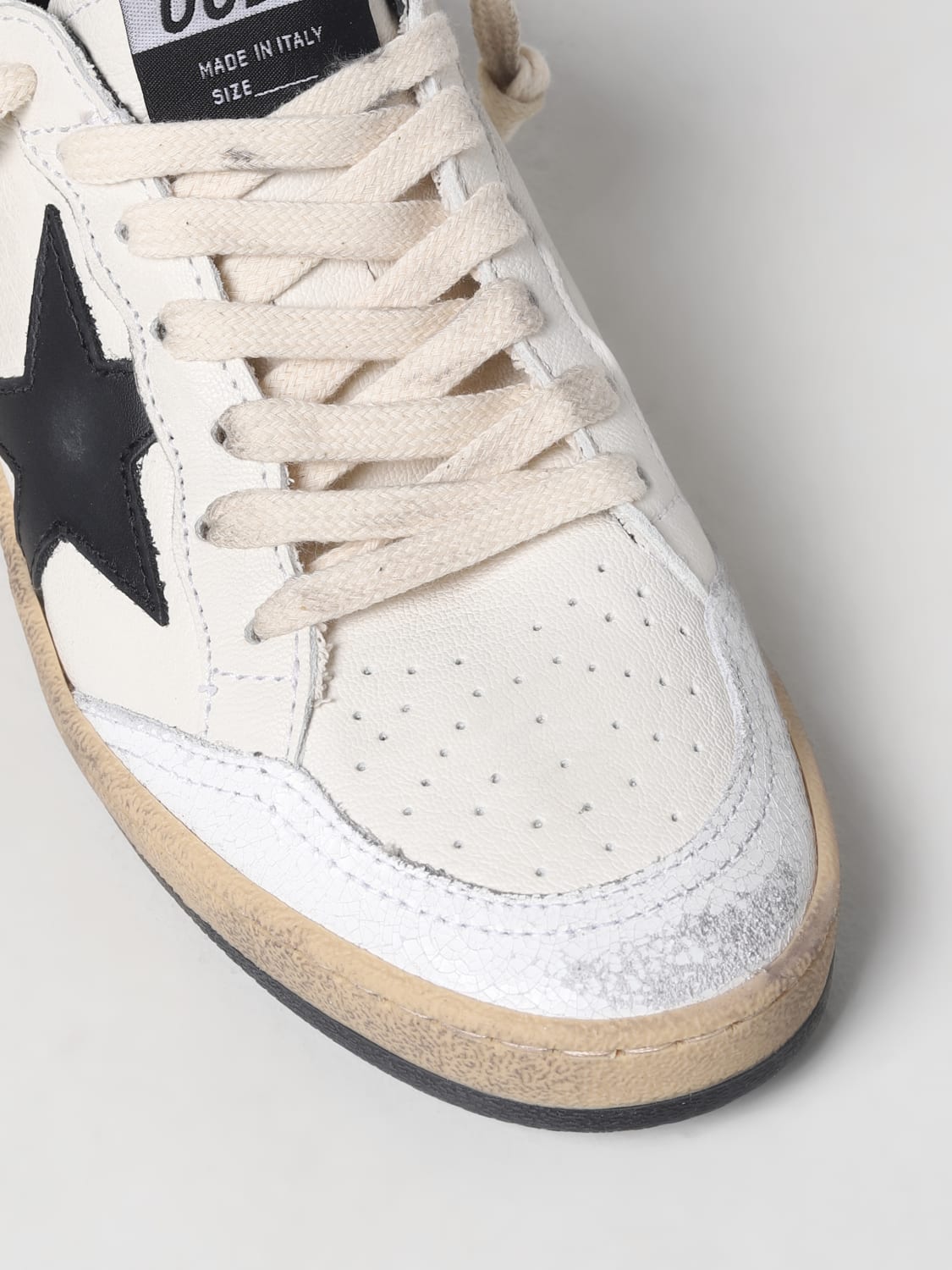 GOLDEN GOOSE SNEAKERS: Golden Goose Ball-Star sneakers in used leather with patch, White - Img 4