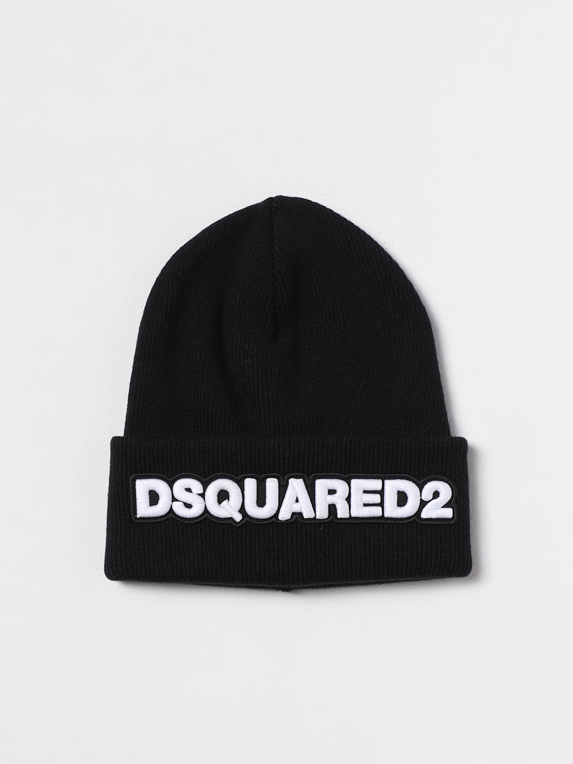 DSQUARED2 CAPPELLO: Cappello Dsquared2 in lana con logo ricamato, Nero 1 - Img 1