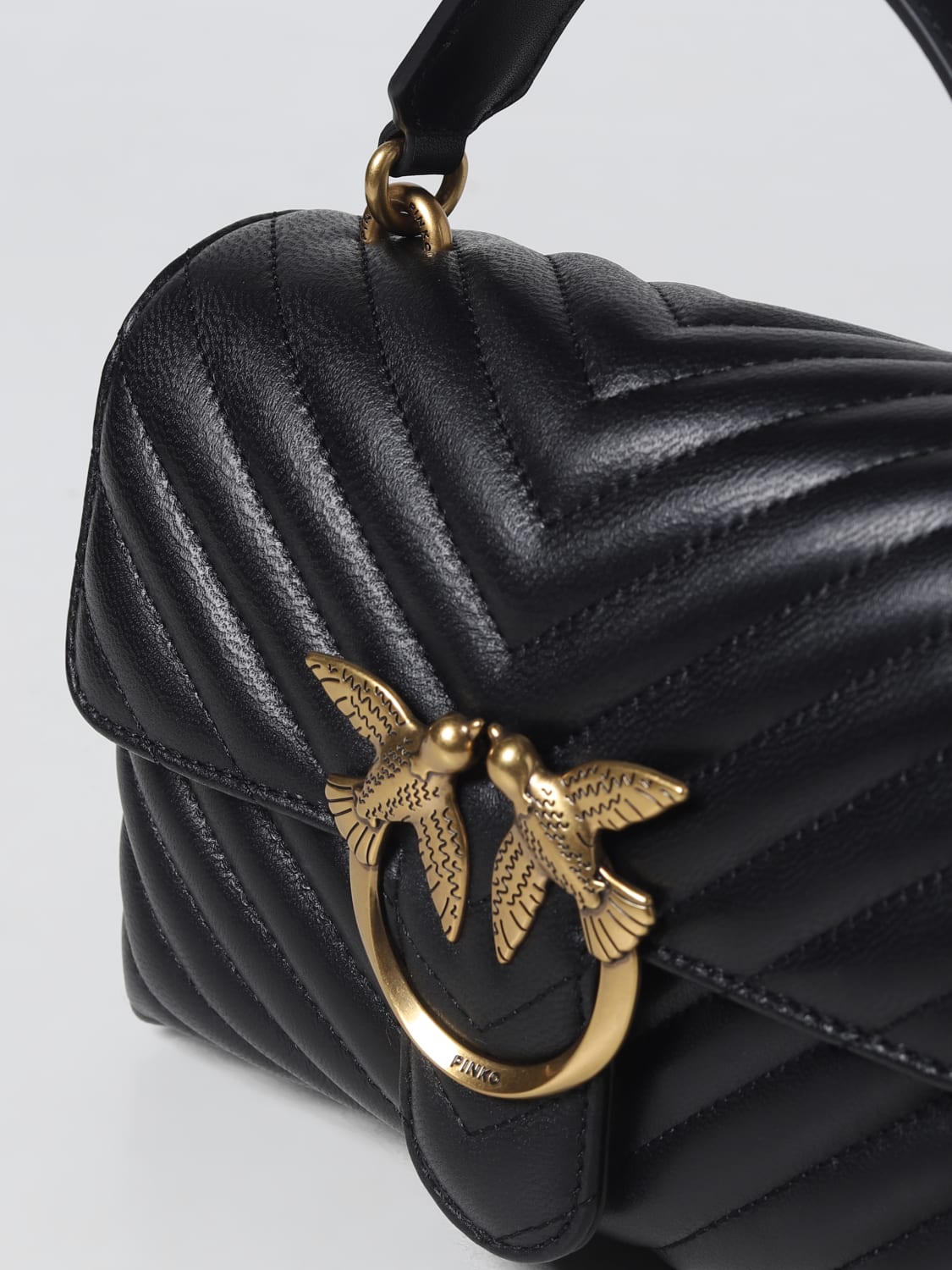 PINKO BORSA MINI: Borsa Love Lady Puff Pinko in nappa trapuntata chevron , Nero - Img 3