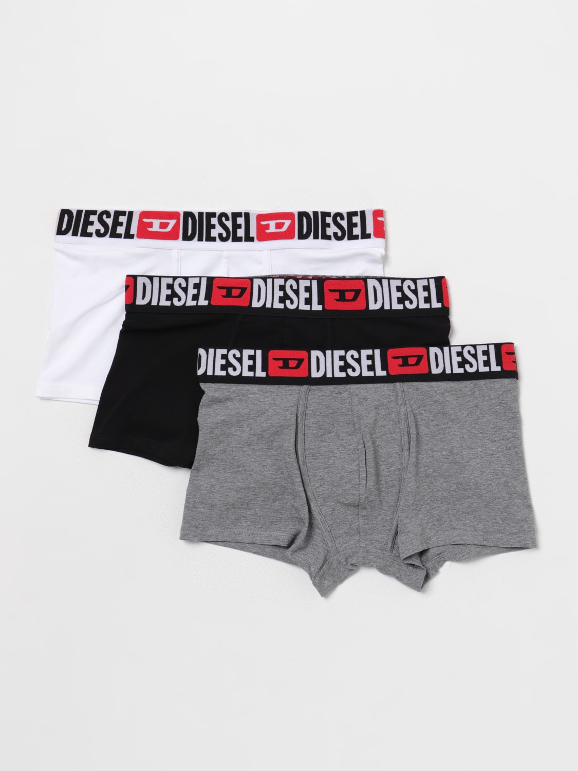 DIESEL UNDERWEAR: Set of 3 Diesel boxer shorts in stretch cotton, Grey - Img 1