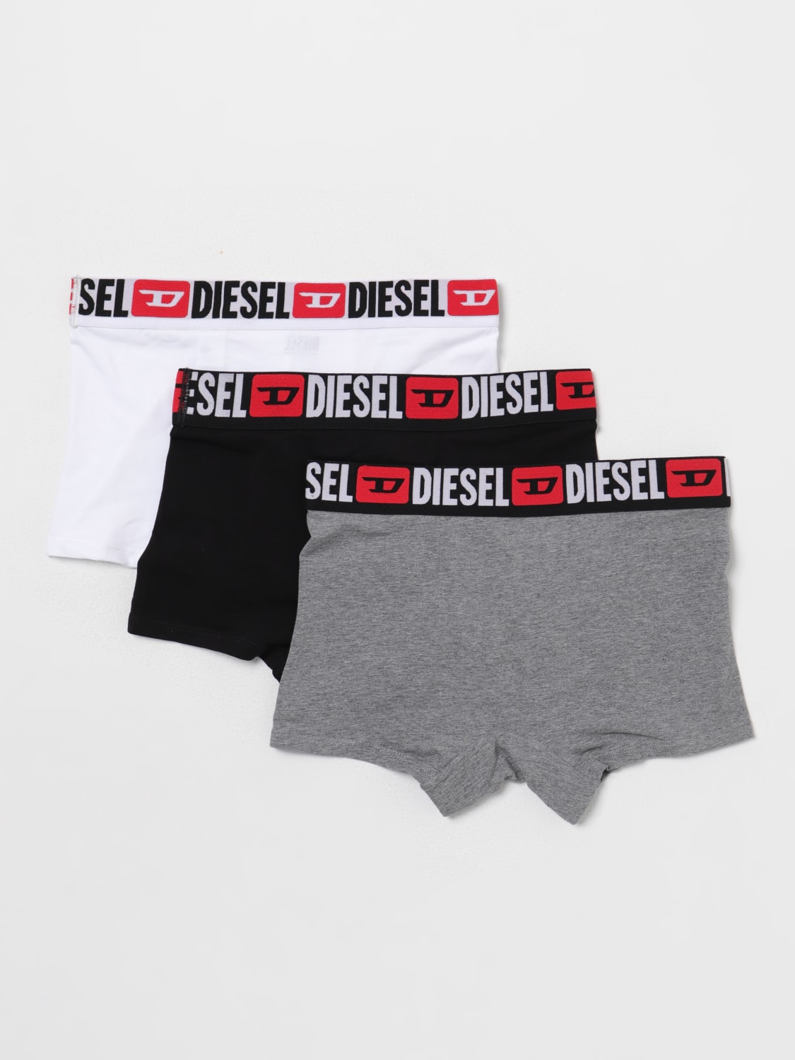 DIESEL UNDERWEAR: Set of 3 Diesel boxer shorts in stretch cotton, Grey - Img 2