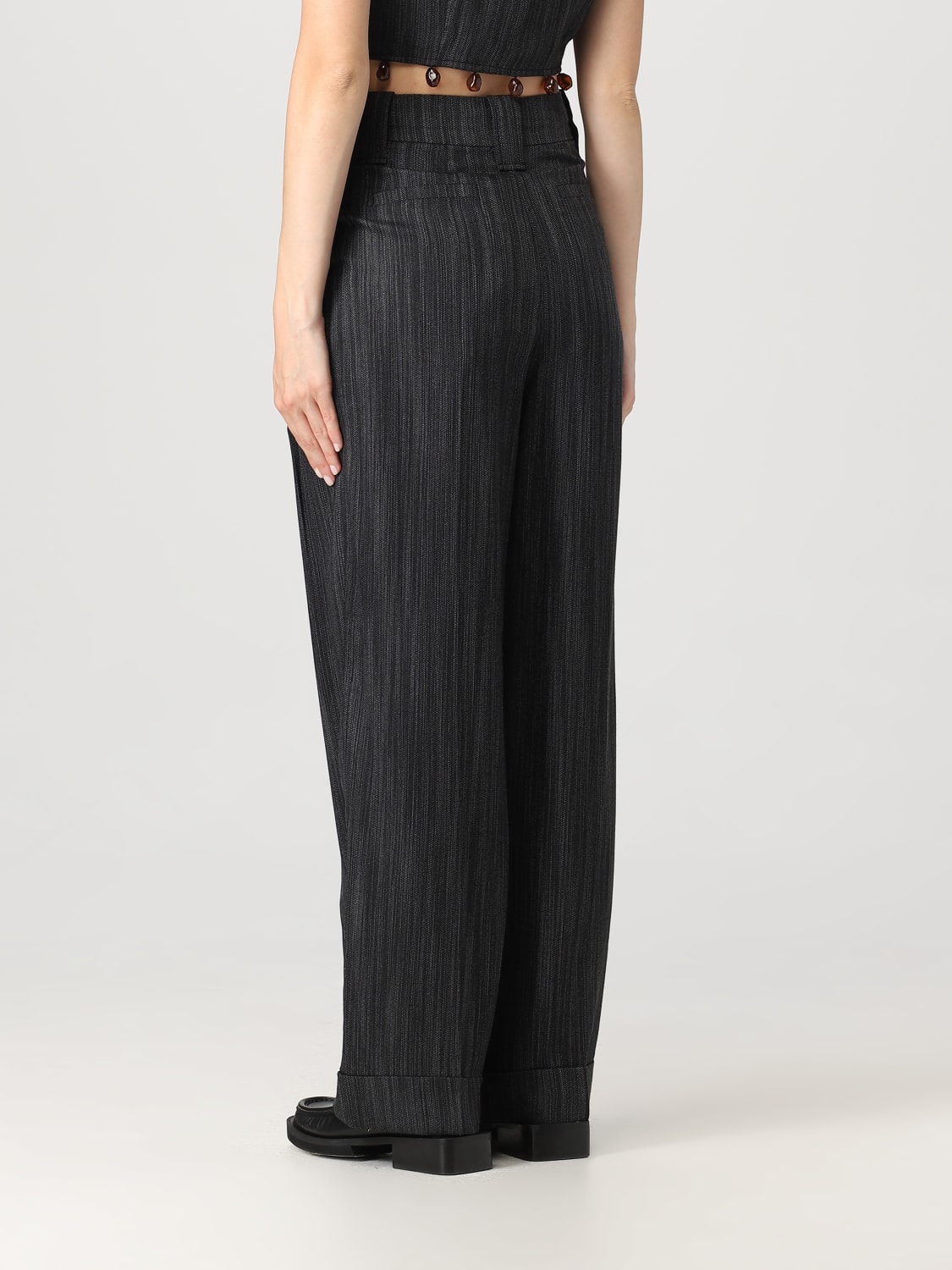 GANNI PANTS: Ganni pattern in viscose blend, Black - Img 3