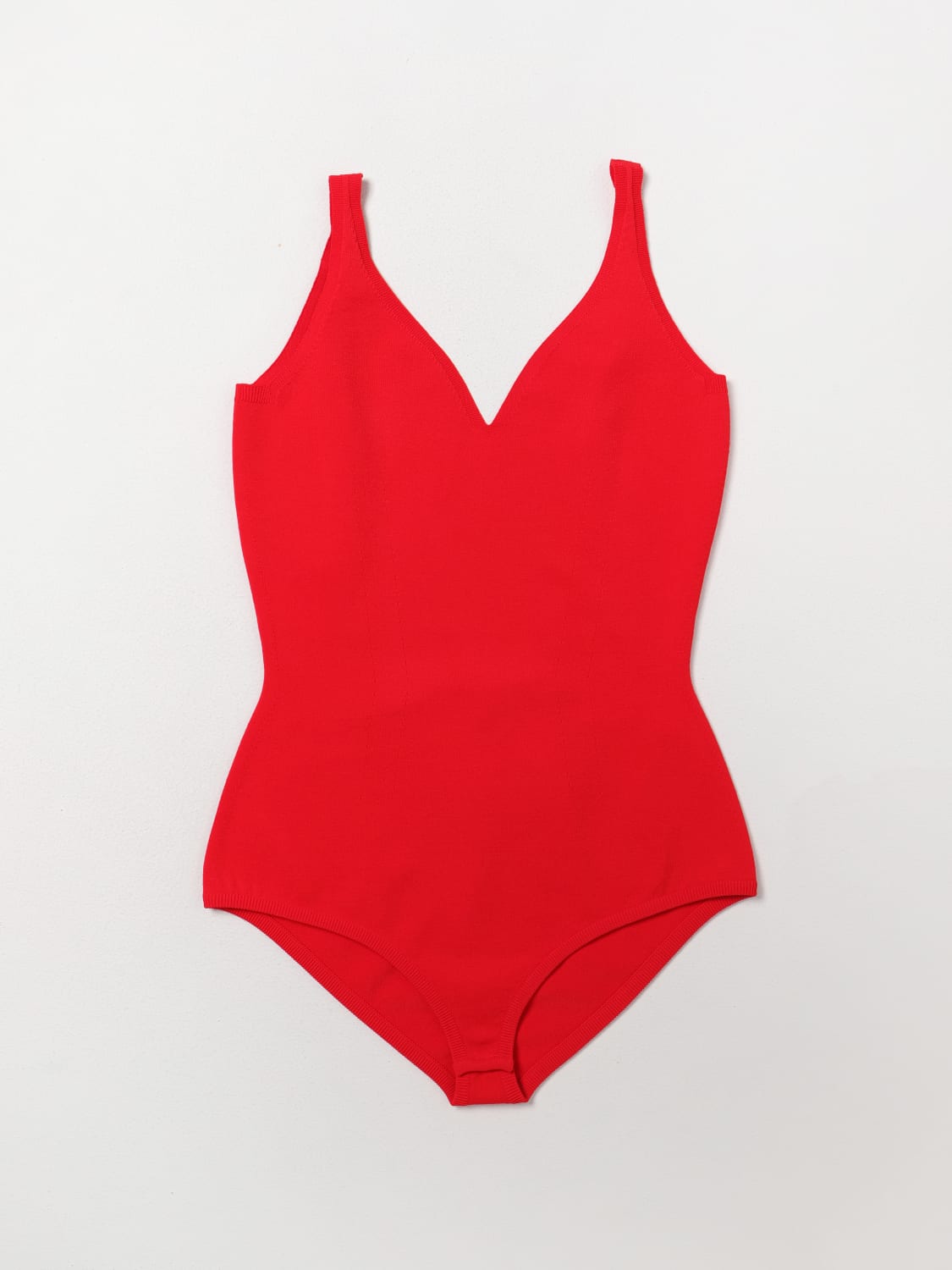 ALEXANDER MCQUEEN BODY: Alexander McQueen v-neck bodysuit, Coral - Img 2