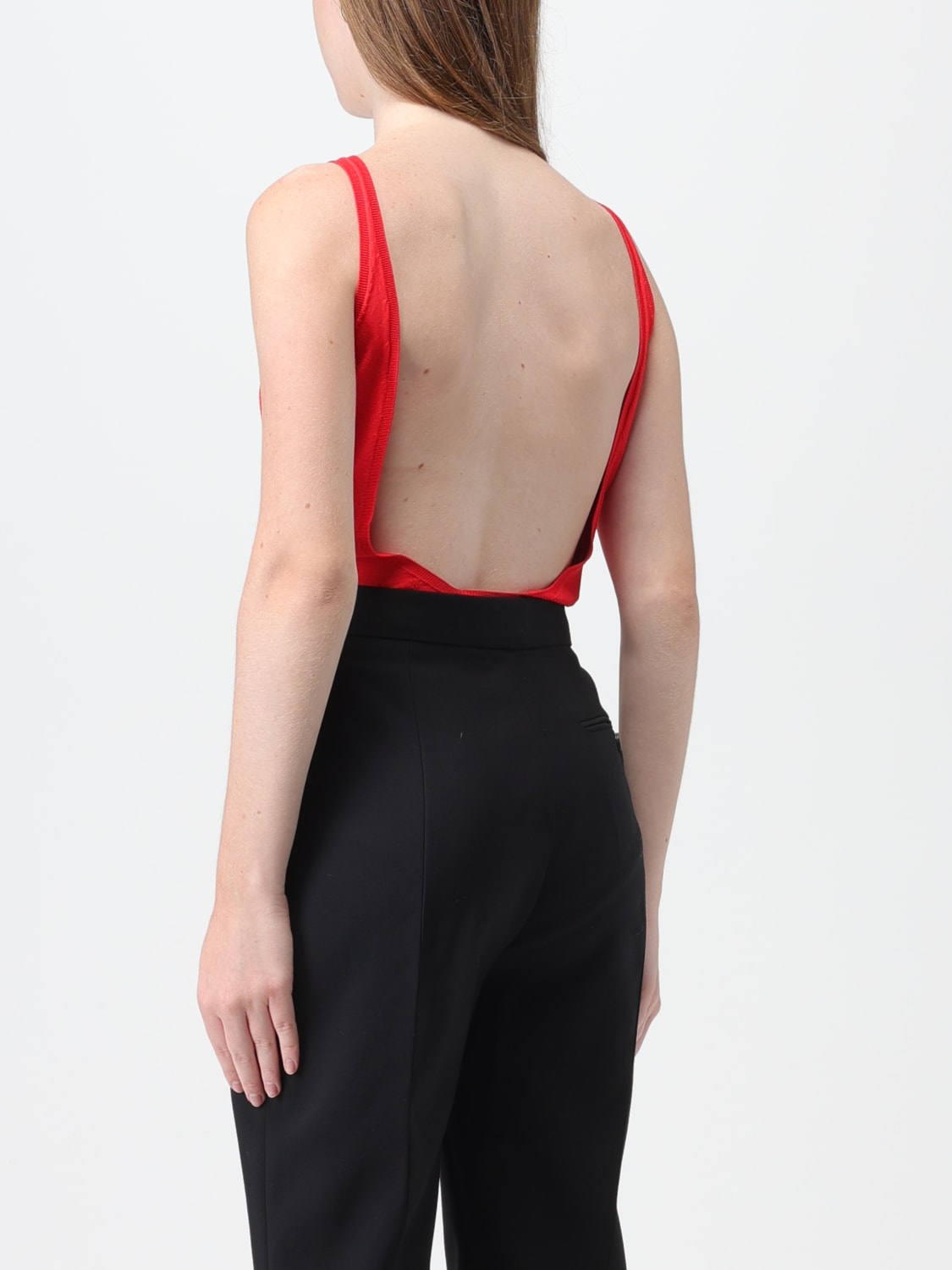 ALEXANDER MCQUEEN BODY: Alexander McQueen v-neck bodysuit, Coral - Img 3