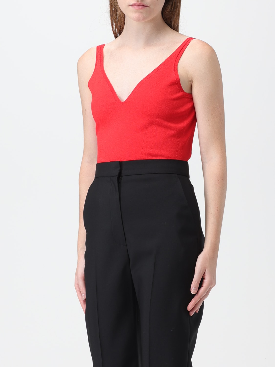 ALEXANDER MCQUEEN BODY: Alexander McQueen v-neck bodysuit, Coral - Img 4