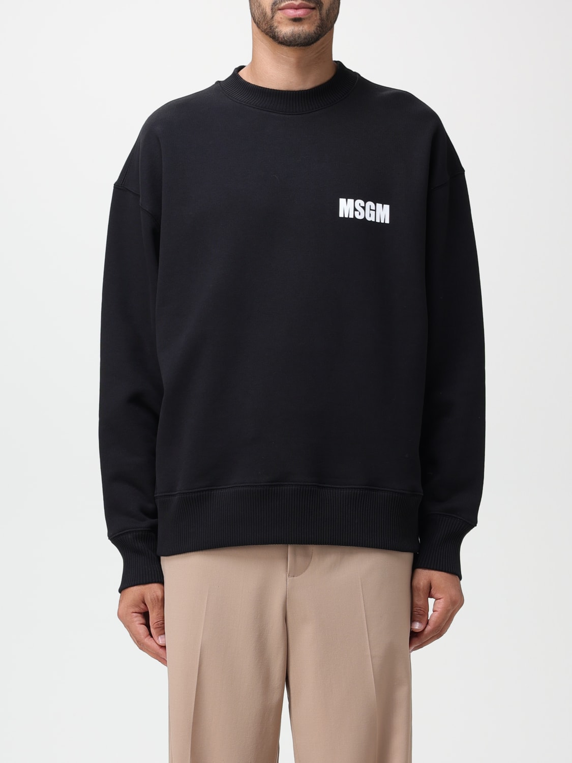 MSGM SWEATSHIRT: MSGM cotton sweatshirt with logo, Black - Img 1