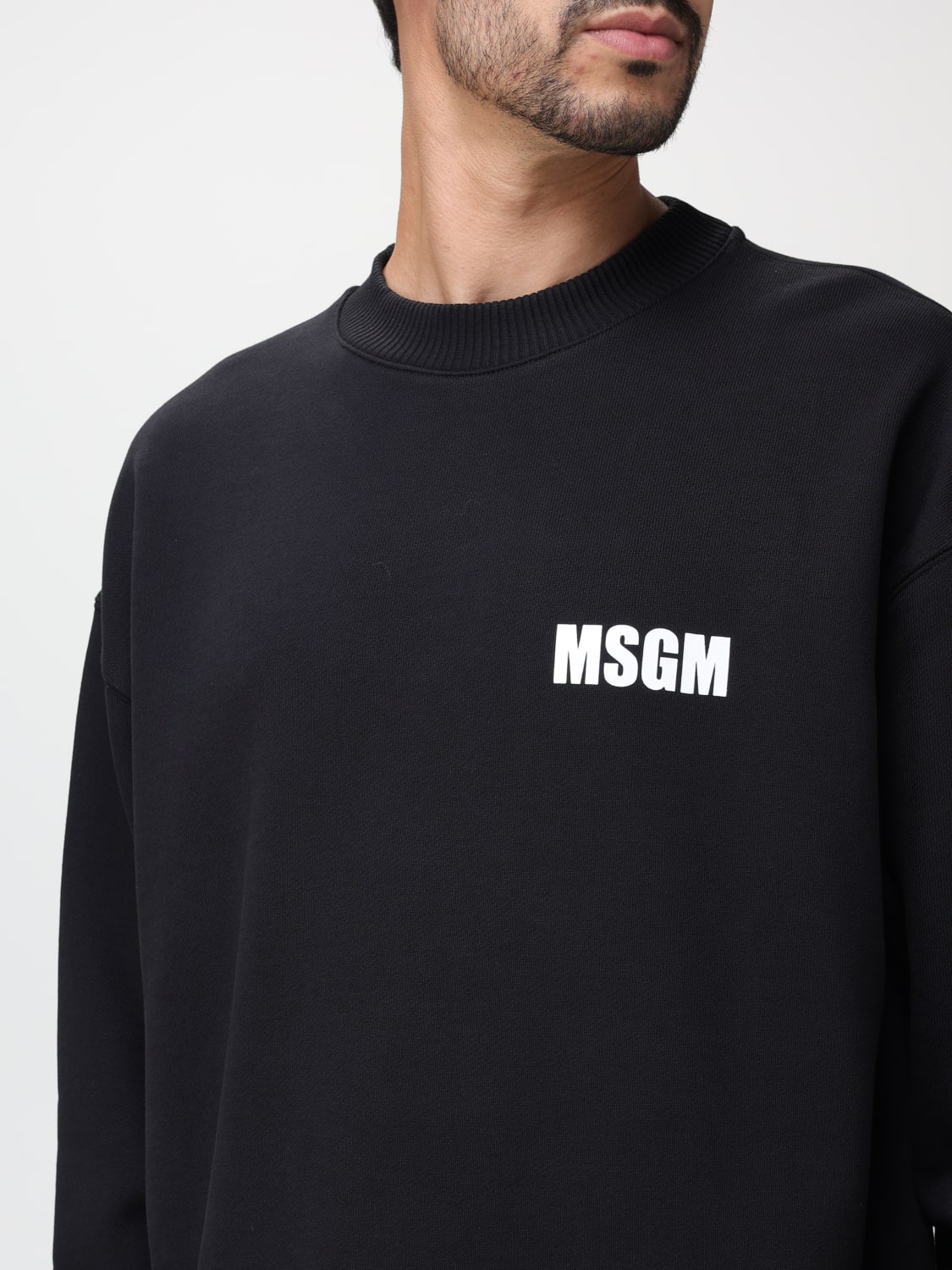 MSGM SWEATSHIRT: MSGM cotton sweatshirt with logo, Black - Img 4