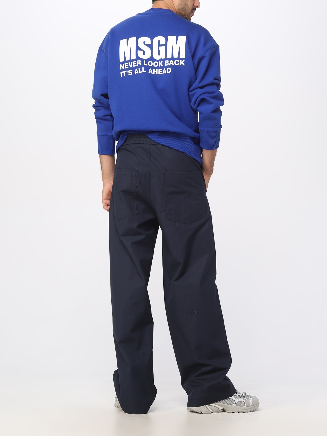 MSGM SWEATSHIRT: MSGM cotton sweatshirt with logo, Blue - Img 2