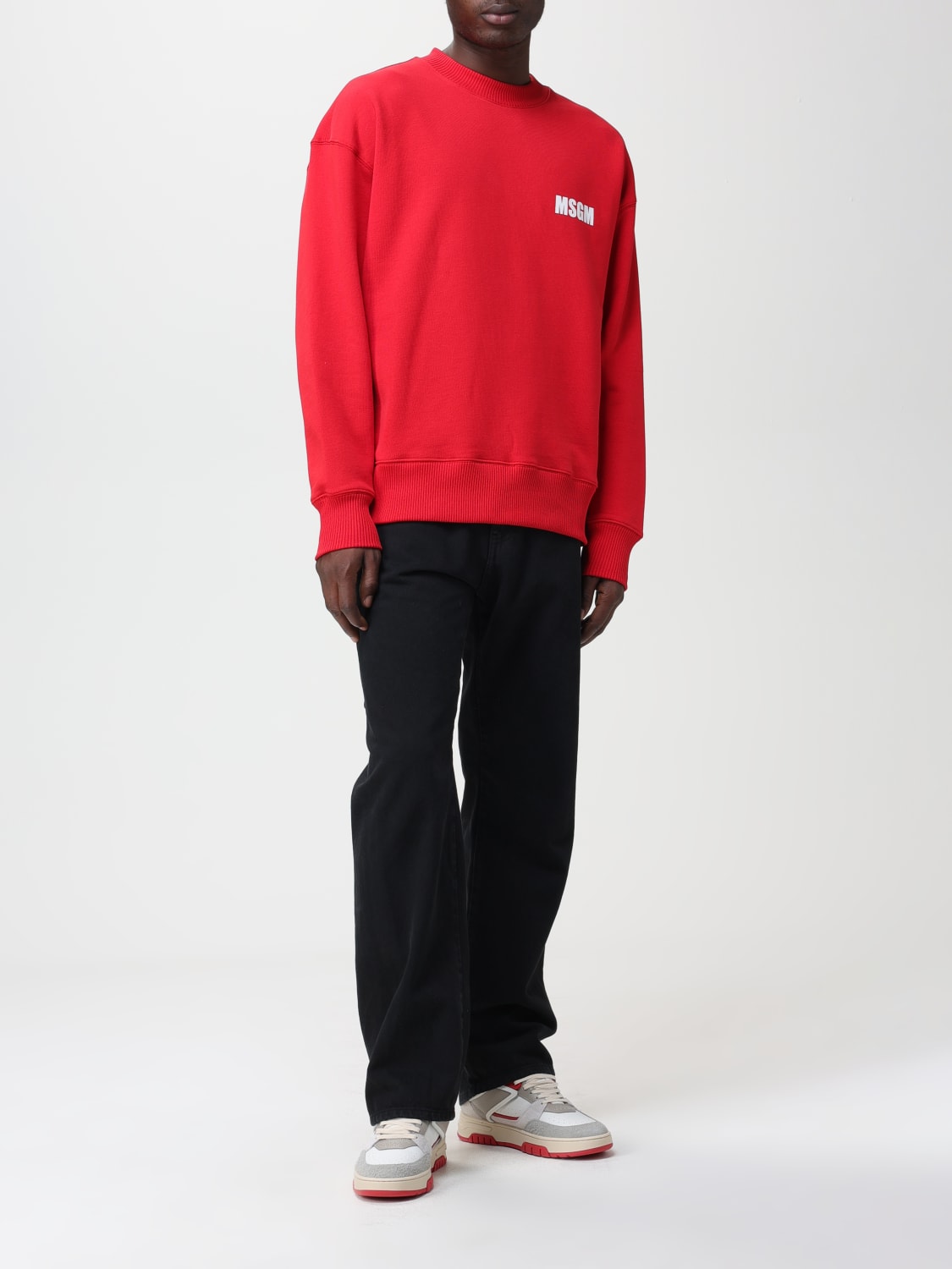 MSGM SWEATSHIRT: MSGM cotton sweatshirt with logo, Red - Img 2