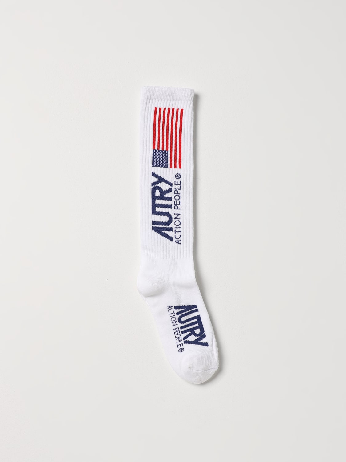 AUTRY SOCKS: Autry socks in stretch cotton with jacquard logo, White - Img 1