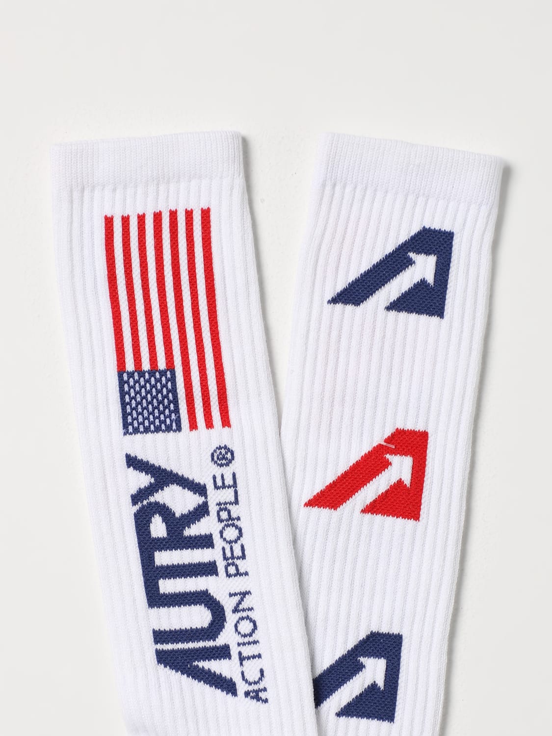 AUTRY SOCKS: Autry socks in stretch cotton with jacquard logo, White - Img 2