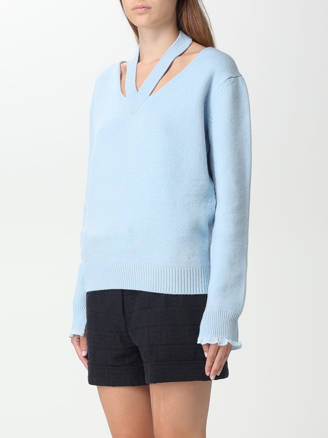 FENDI SWEATER: Fendi cashmere sweater, Gnawed Blue - Img 4