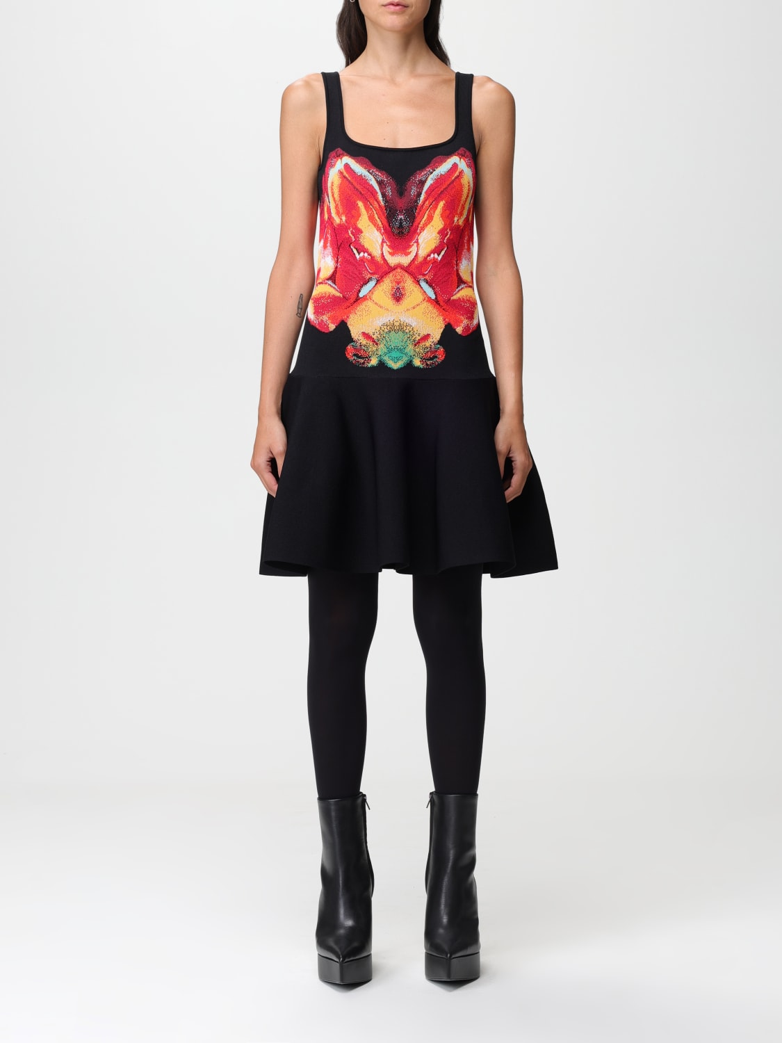 【送料&関税込】Alexander McQueen Abito McQueen Outlet: dress in viscose blend with Orchid print