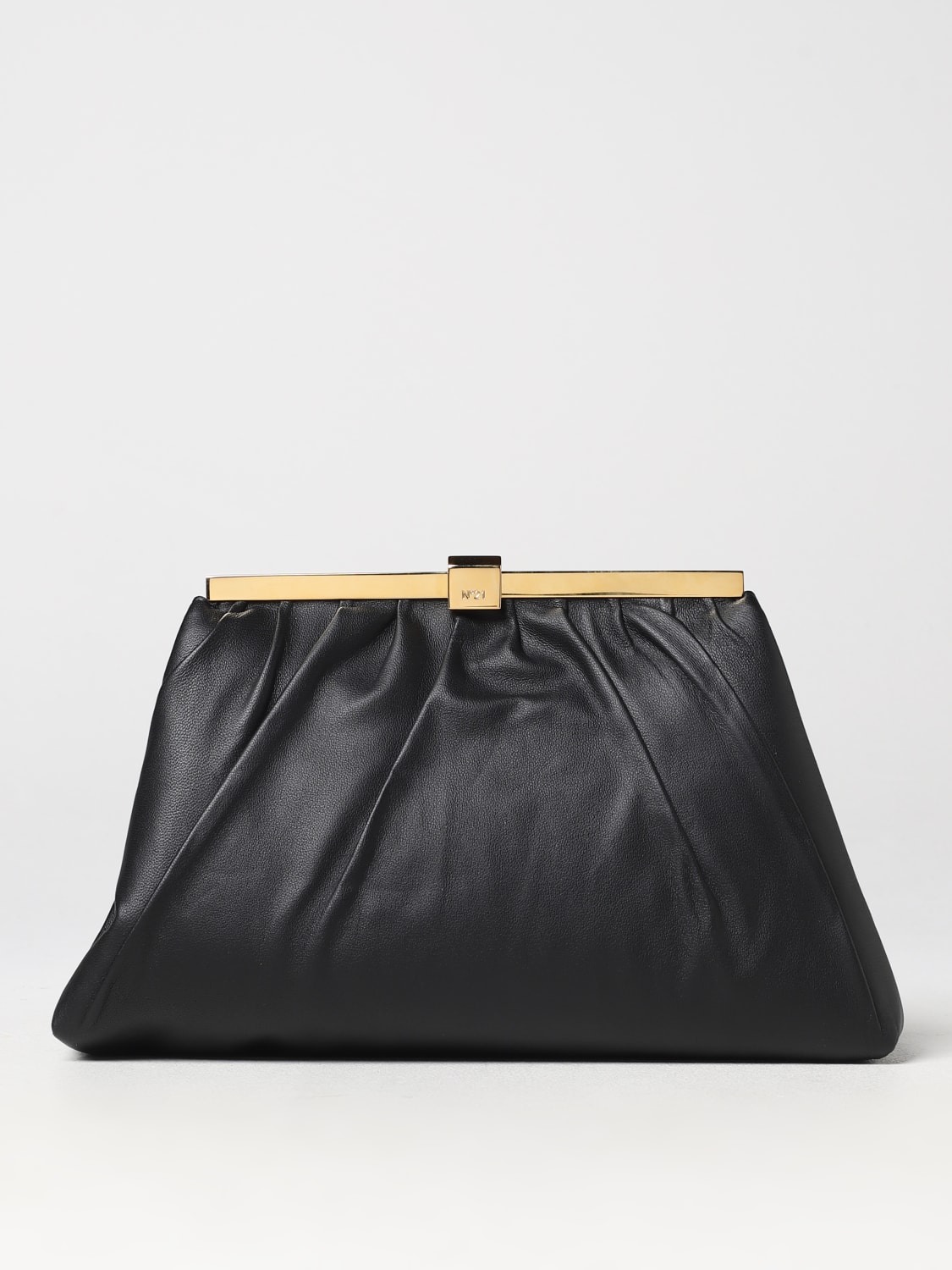 N° 21 CLUTCH: Clutch Jeanne N°21 in nappa con tracolla, Nero - Img 1