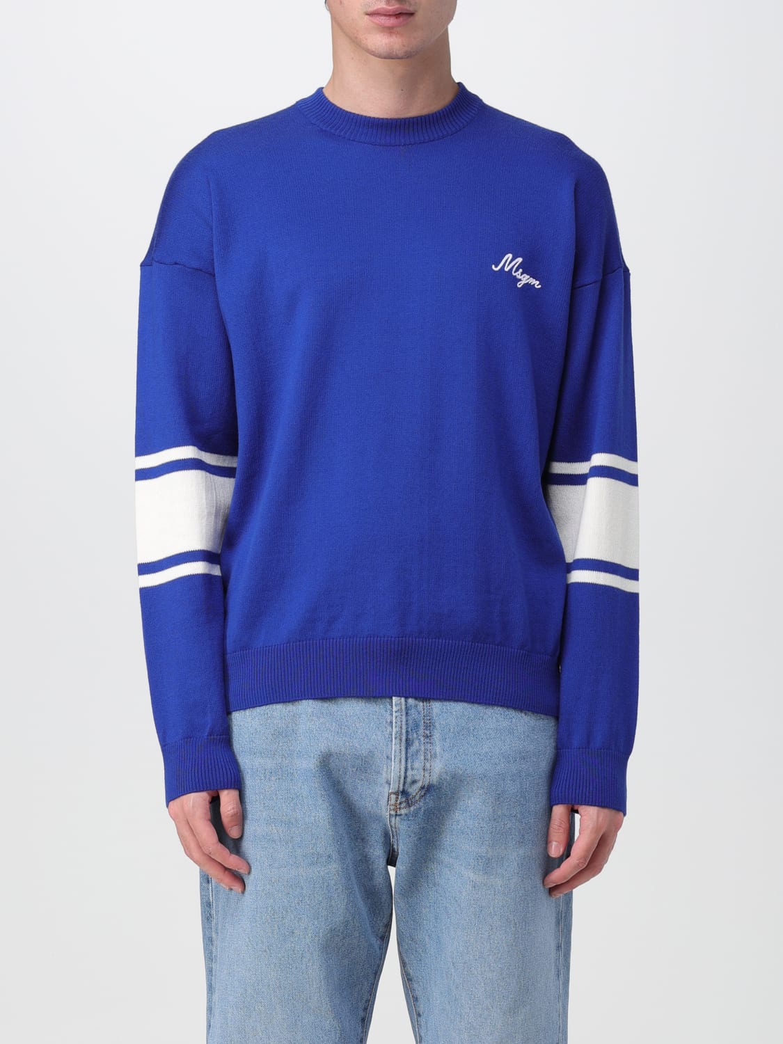 MSGM SWEATER: MSGM sweater in virgin wool, Blue - Img 1