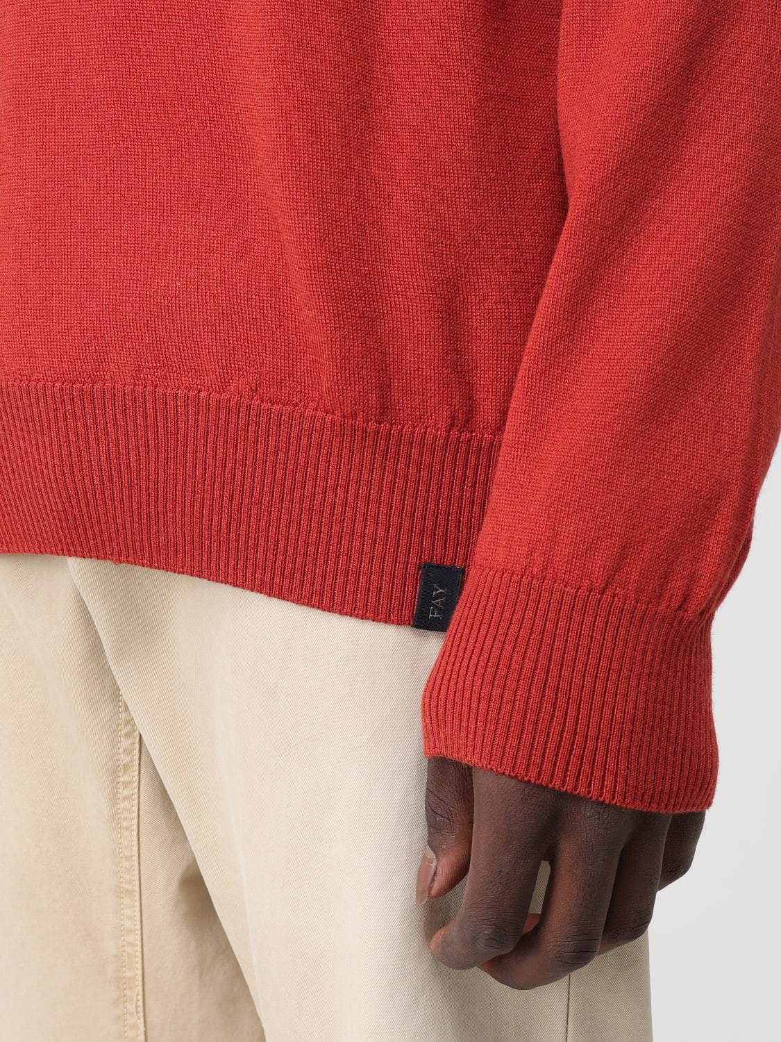 FAY MAGLIA: Pullover Fay in lana vergine, Arancione - Img 3