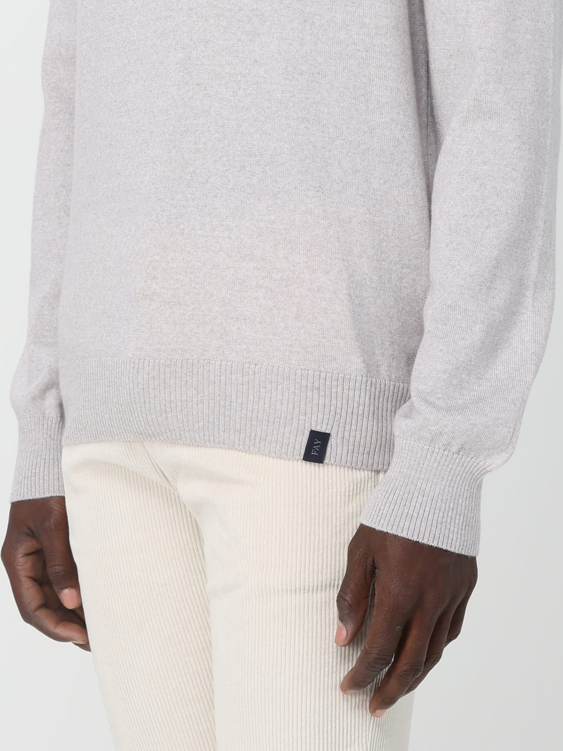 FAY MAGLIA: Pullover Fay in lana vergine, Grigio 2 - Img 3