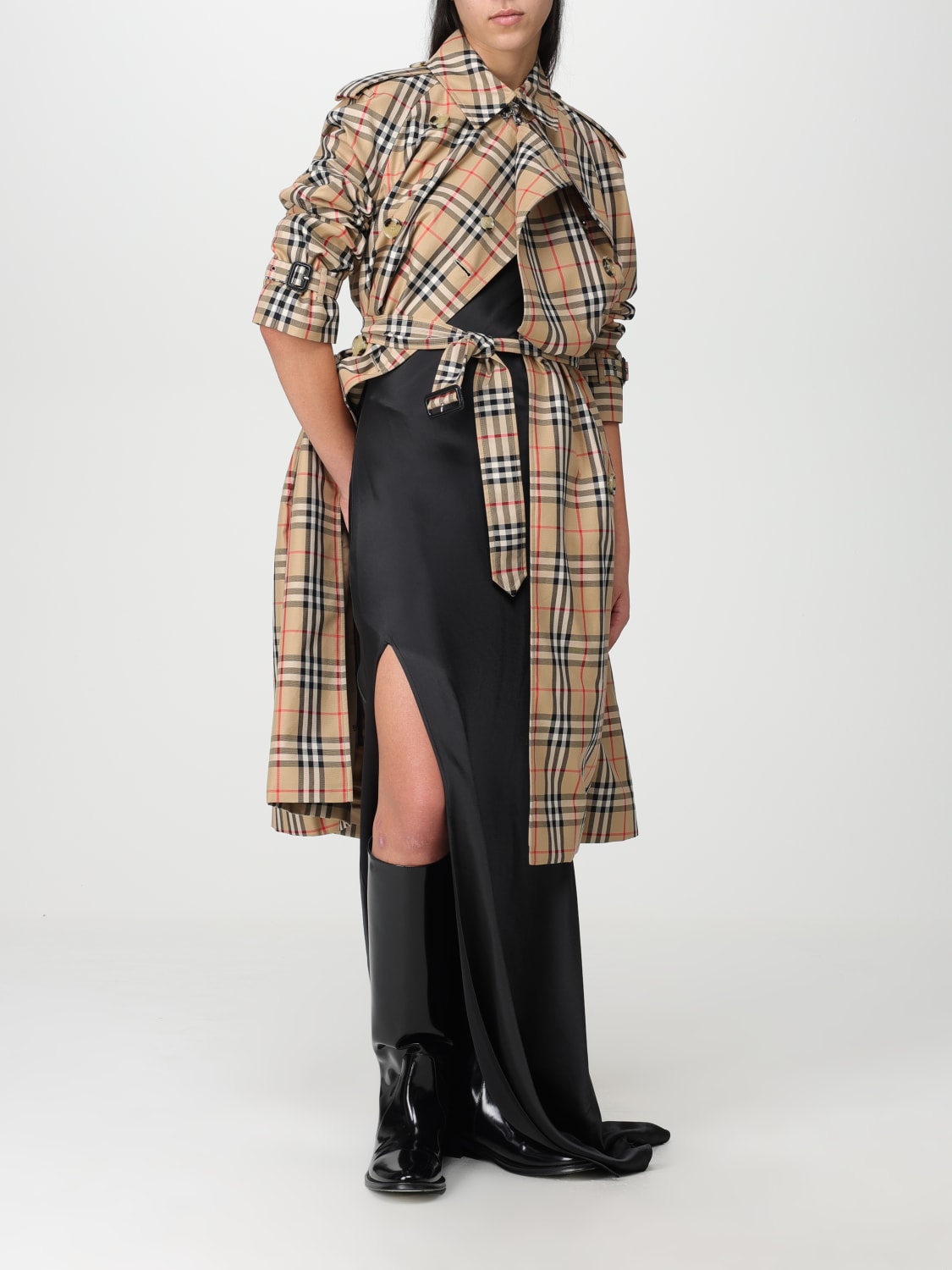 Burberry trench coat in cotton with Check print