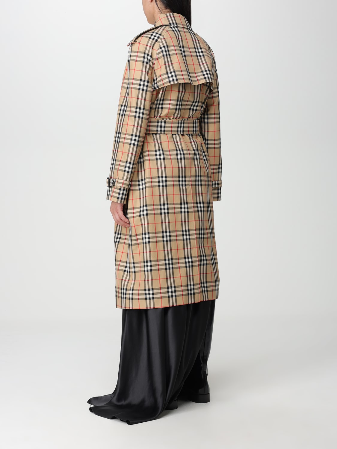 BURBERRY TRENCH COAT: Burberry trench coat in cotton with Check print, Beige - Img 3