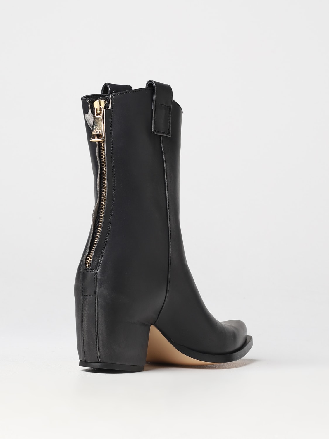 N° 21 FLAT ANKLE BOOTS: N°21 leather ankle boot with zip, Black - Img 3