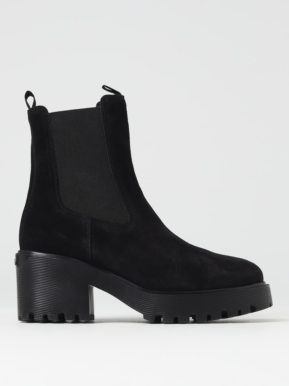 HOGAN FLAT ANKLE BOOTS: Hogan suede ankle boots, Black - Img 1