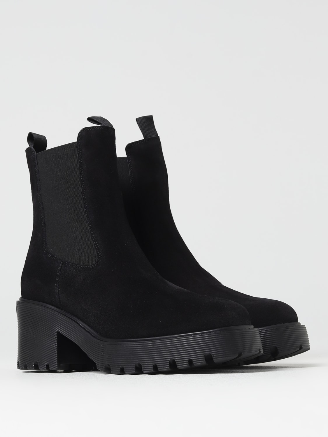 HOGAN FLAT ANKLE BOOTS: Hogan suede ankle boots, Black - Img 2