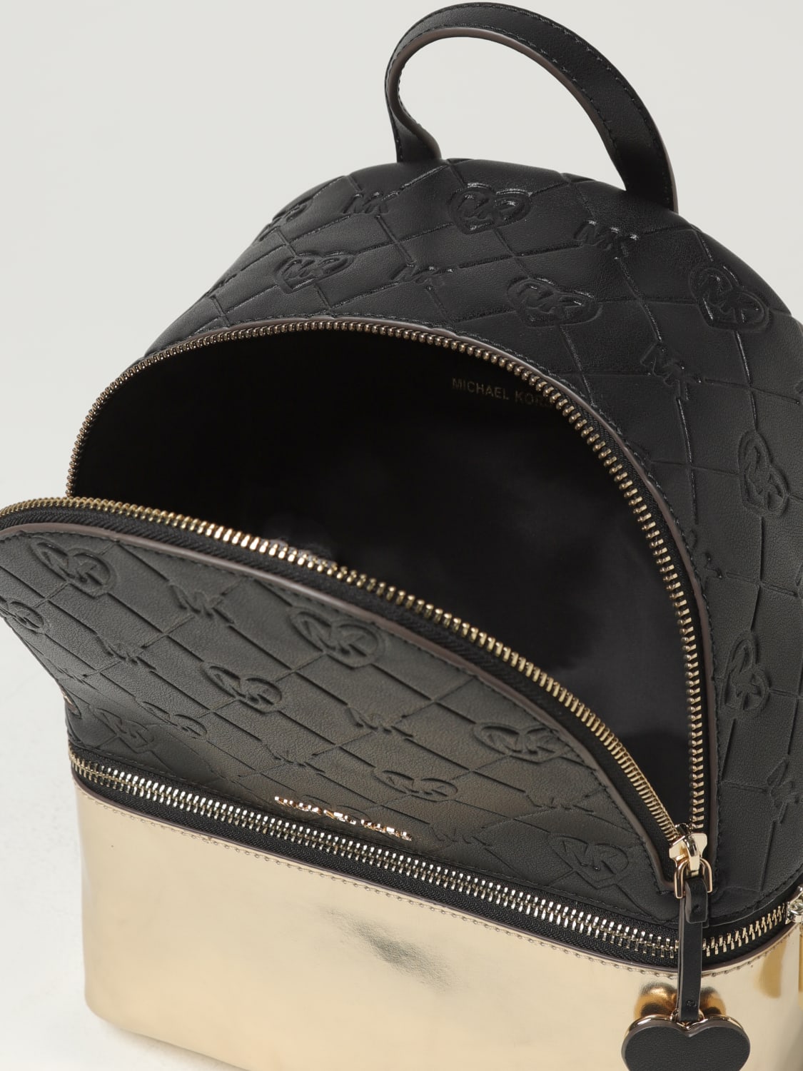 MICHAEL KORS DUFFEL BAG: Michael Kors backpack in synthetic leather with all-over MK monogram, Black - Img 4