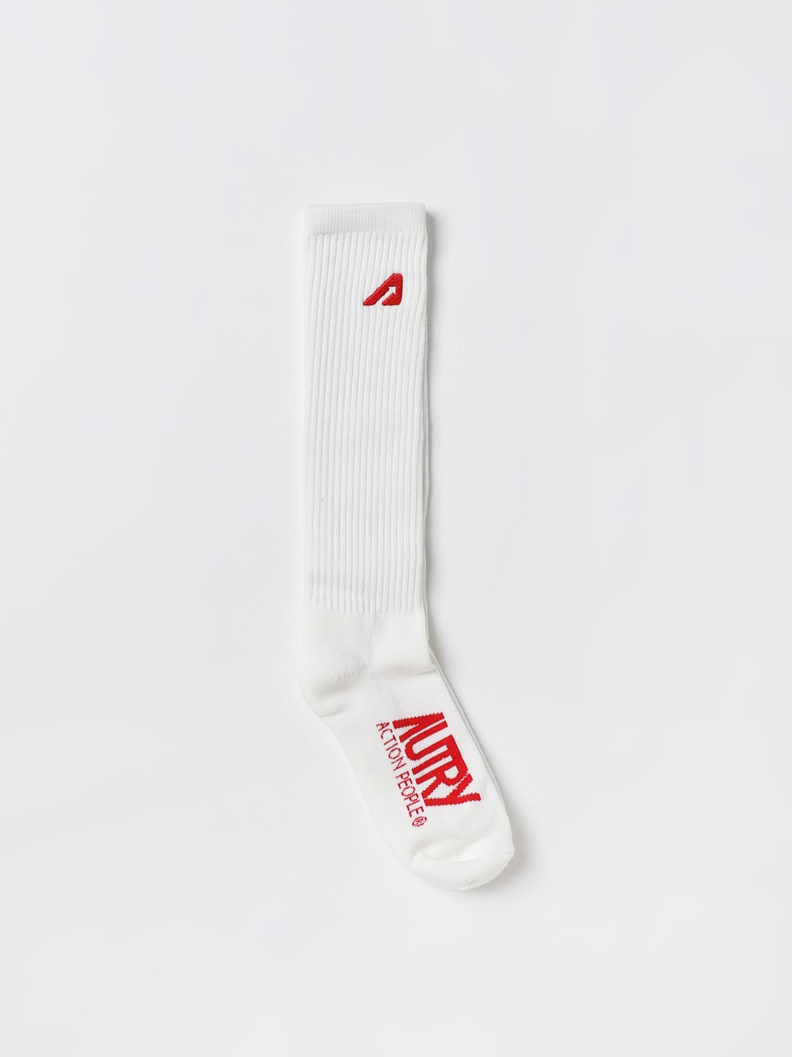 AUTRY SOCKS: Autry socks in stretch cotton with jacquard logo, White - Img 1