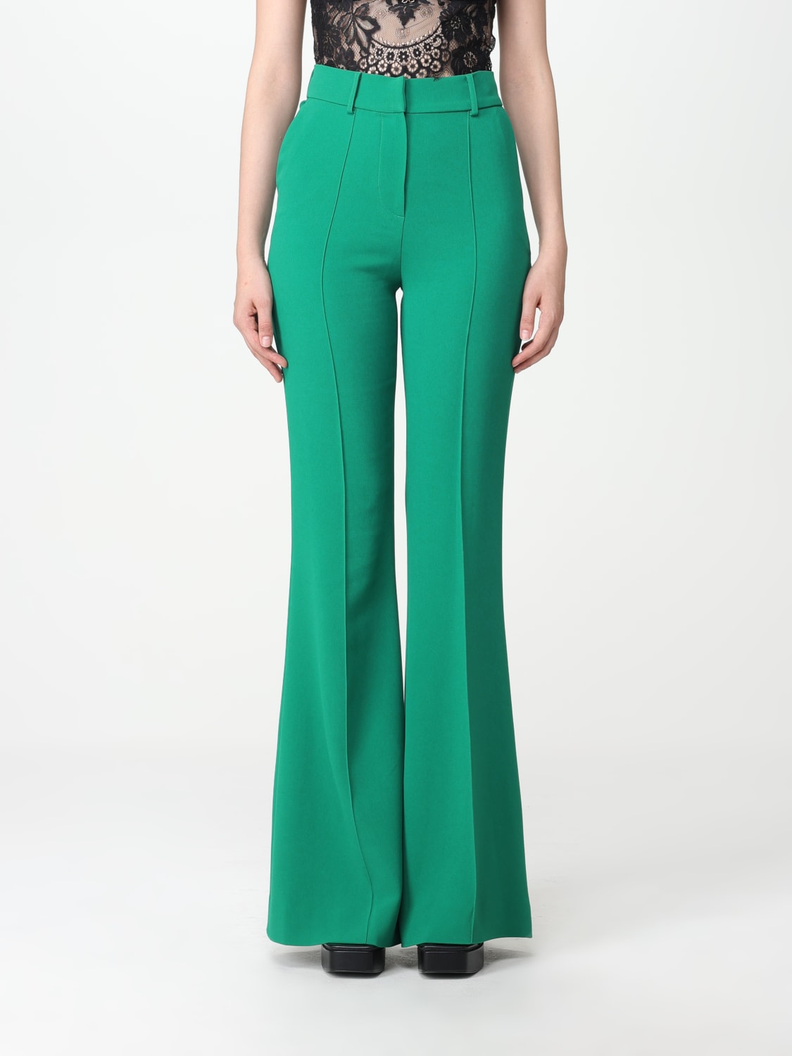 ELIE SAAB PANTALONI: Pantalone a zampa Elie Saab, Verde - Img 1