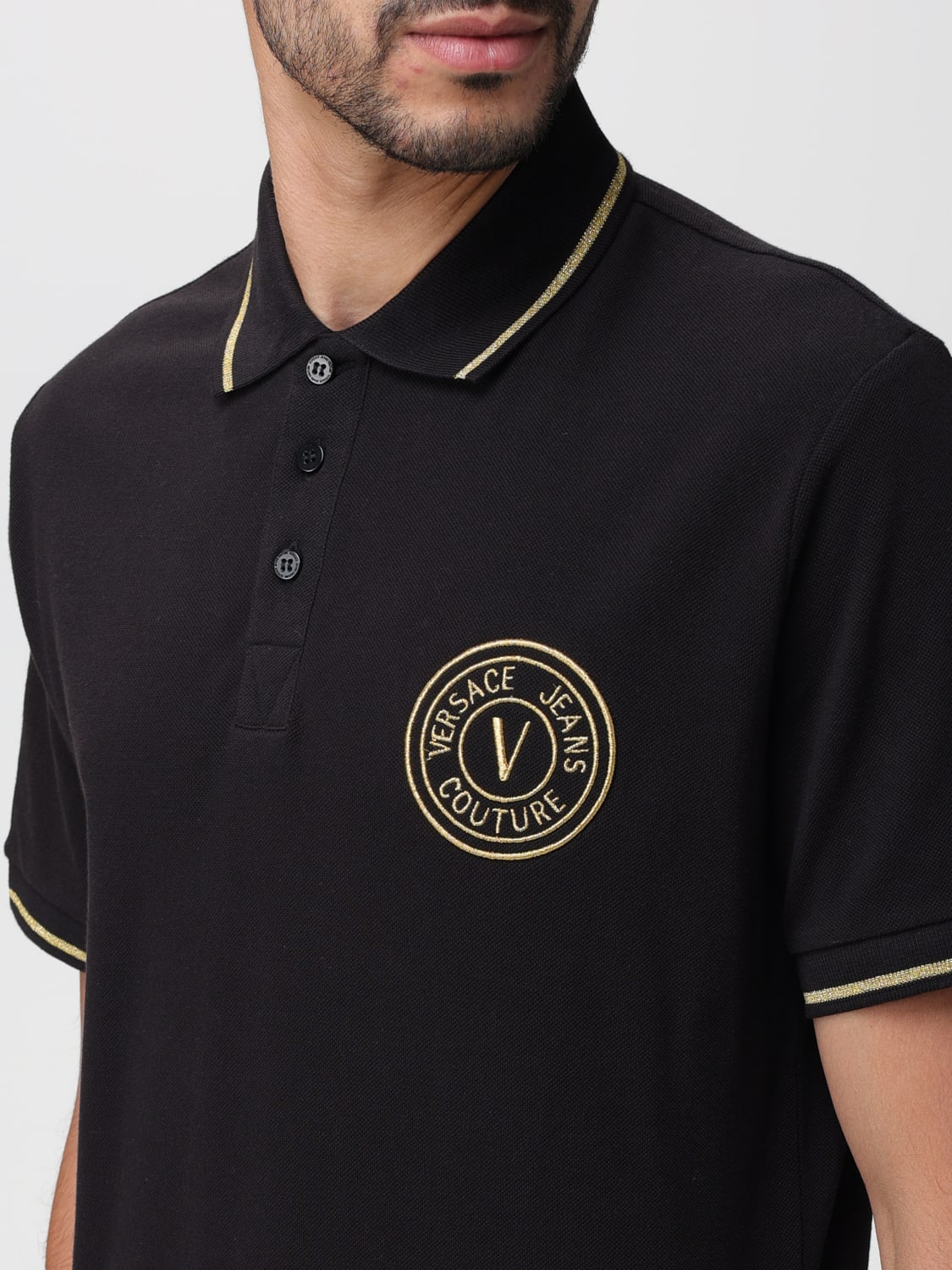 VERSACE JEANS COUTURE POLO SHIRT: Versace Jeans Couture polo shirt with logo, Black - Img 3