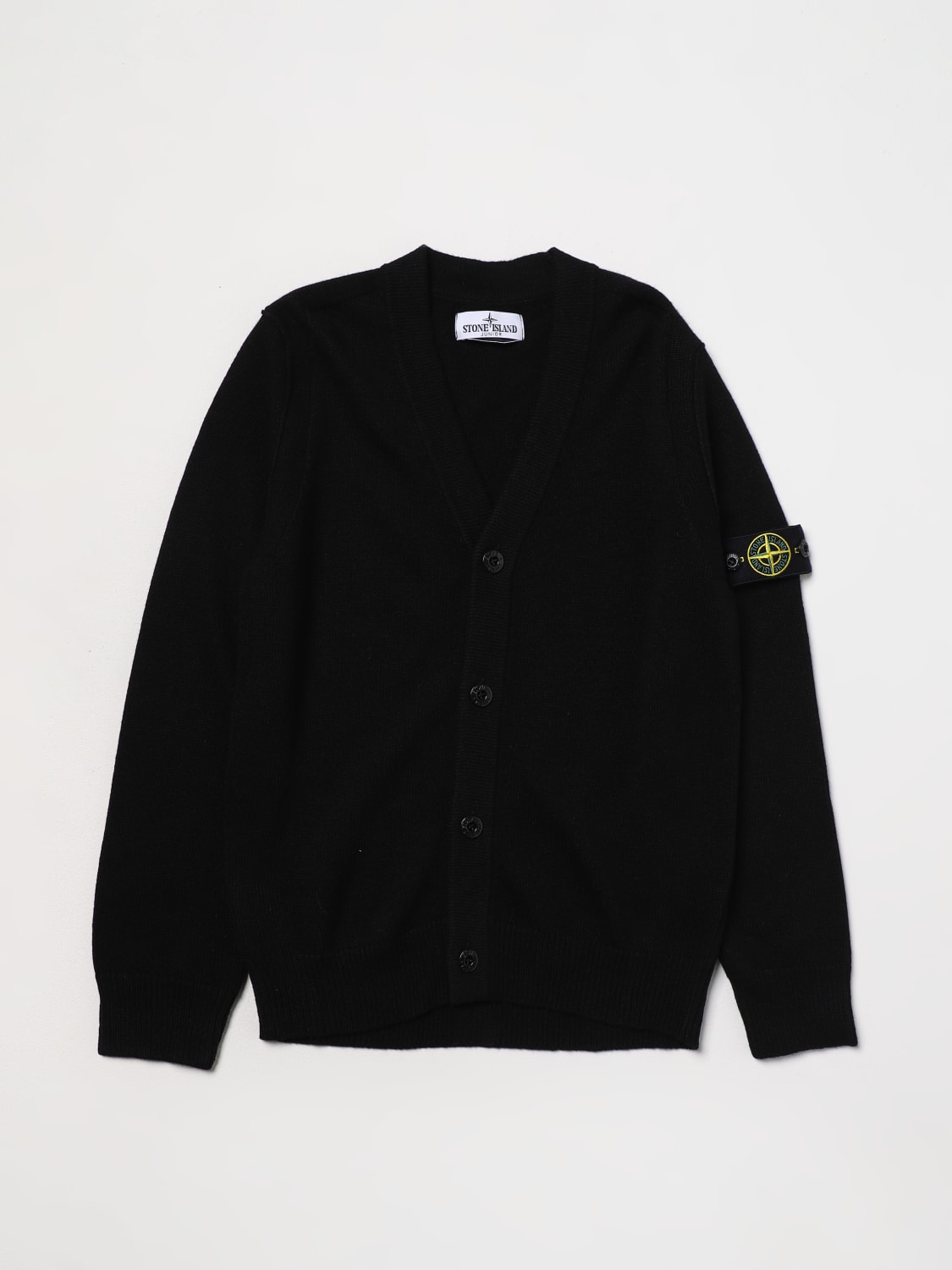 Stone Island Junior Outlet: wool cardigan - Black | Stone Island Junior  sweater 501Z1 online at GIGLIO.COM