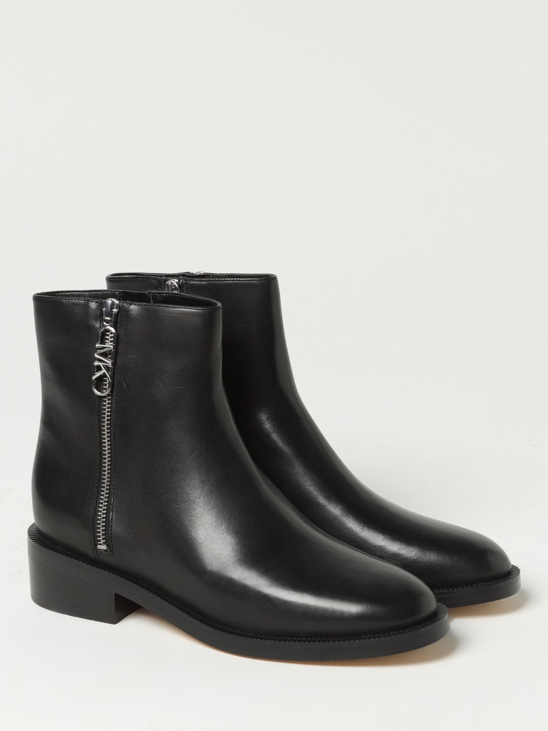 MICHAEL MICHAEL KORS Regan leather boots with MK slider Black Michael Michael Kors flat ankle boots 40F3RGME5L online at GIGLIO.COM
