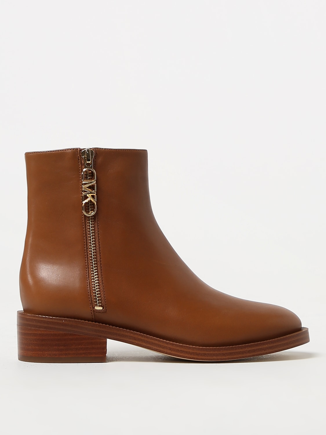 MICHAEL MICHAEL KORS Regan leather boots with MK slider Leather Michael Michael Kors flat ankle boots 40F3RGME5L online at GIGLIO.COM