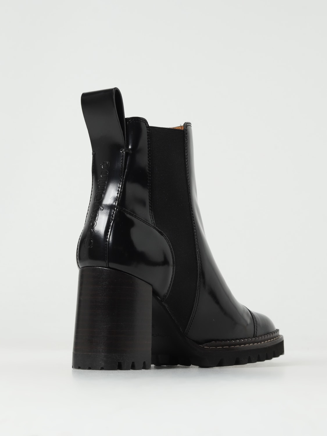 SEE BY CHLOÉ FLAT ANKLE BOOTS: See by Chloé Mallory ankle boots in brushed leather, Black 1 - Img 3