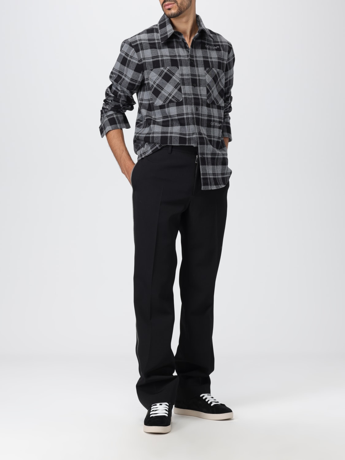 OFF-WHITE PANTALONI: Pantalone Off-White in lana , Nero - Img 2