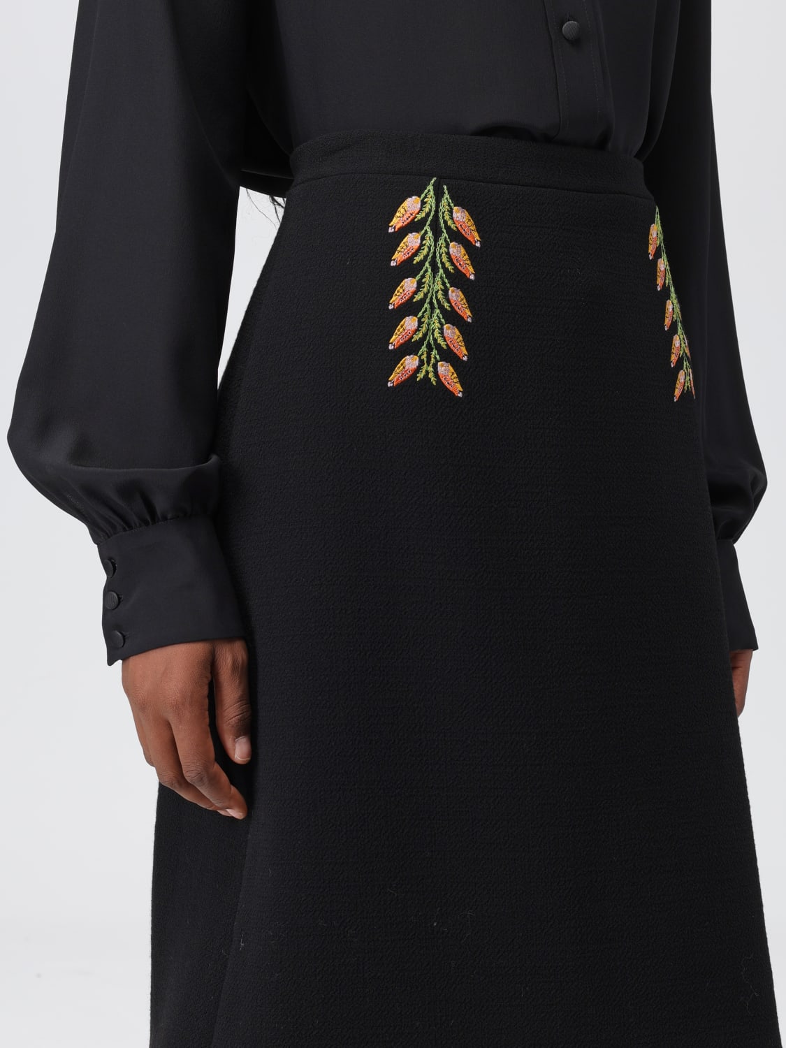 ETRO SKIRT: Etro skirt in wool blend with embroidery, Black - Img 5