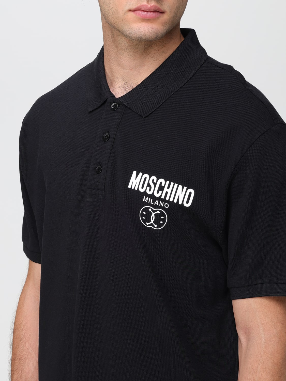 MOSCHINO COUTURE POLO SHIRT: Moschino Couture cotton polo shirt with logo, Black - Img 3