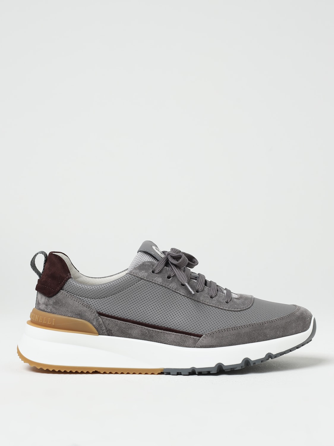 BRUNELLO CUCINELLI: sneakers in perforated leather - Smoke Grey 