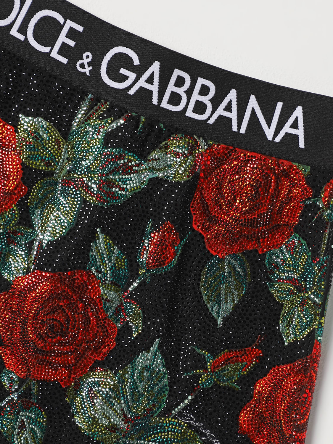 DOLCE & GABBANA SKIRT: Dolce & Gabbana skirt in stretch silk with rhinestones and logoed elastic, Red - Img 3