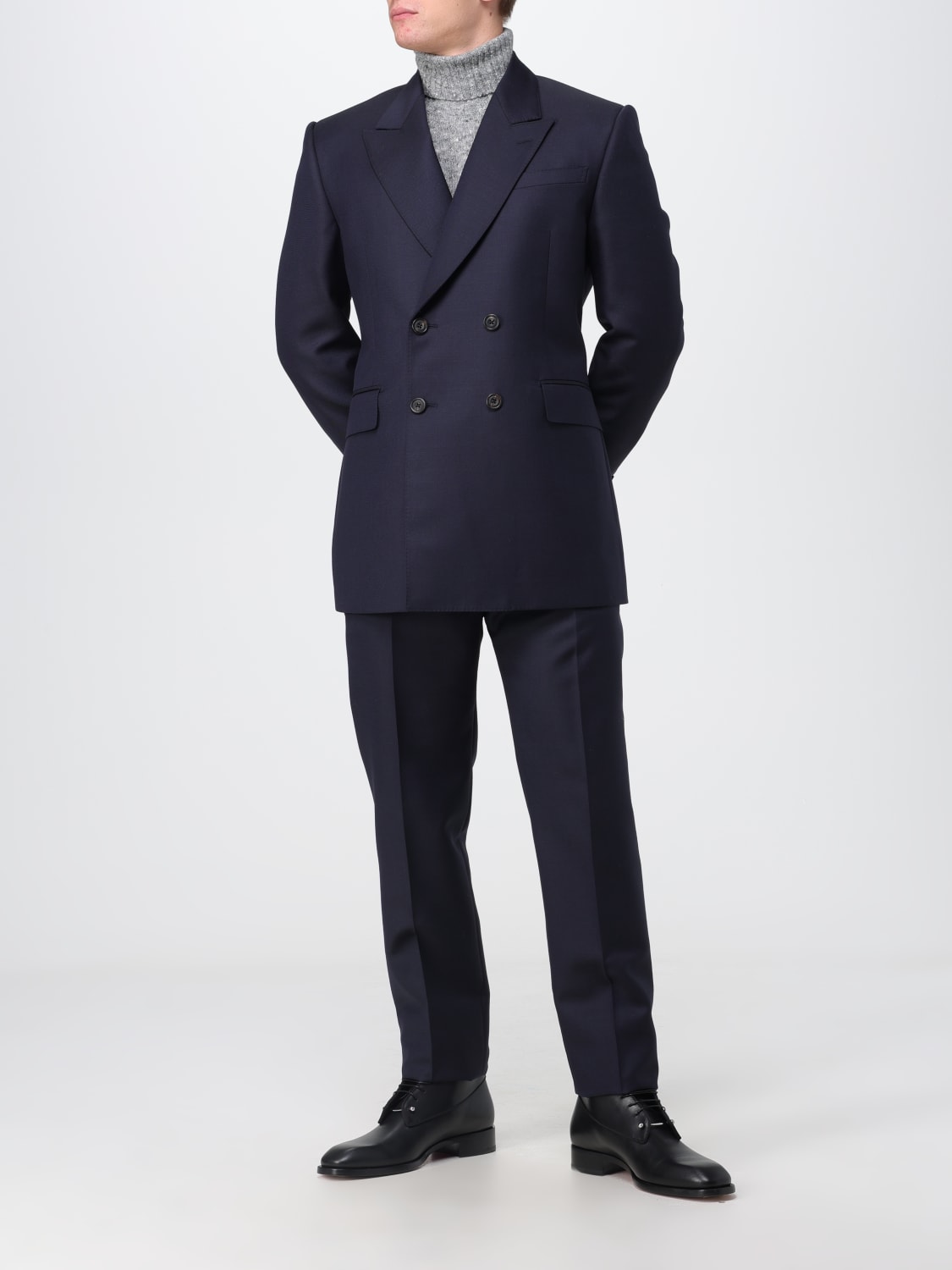 ジャケット ALEXANDER MCQUEEN SHORT DOUBLE-BREASTED NAVY BLUE JACKET Alexander McQueen Short double-breasted navy blue jacket