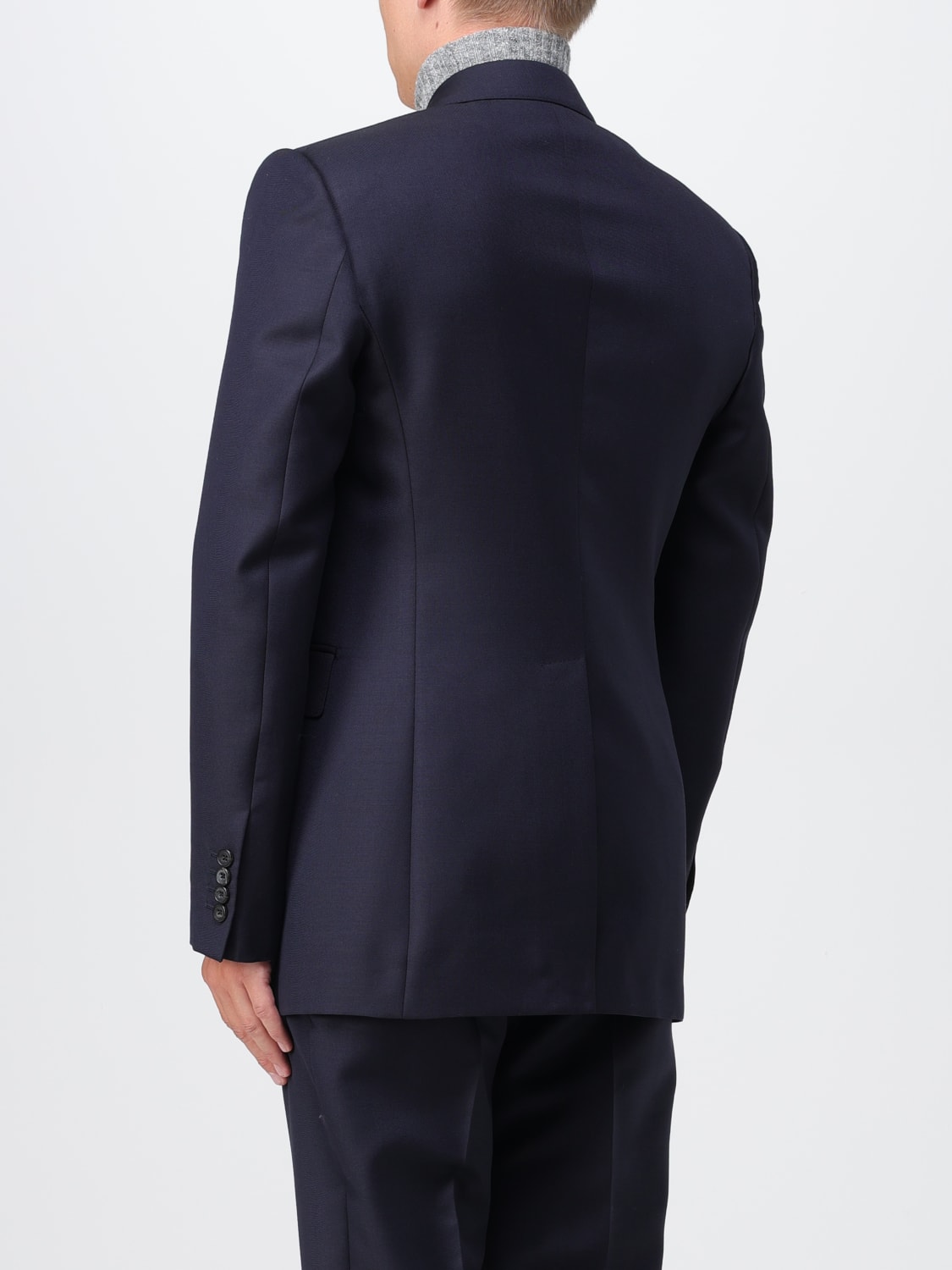 ジャケット Alexander Mcqueen Navy Blue Wool Blazer Alexander McQueen Navy Blue + White Pinstripe Fitted Cotton