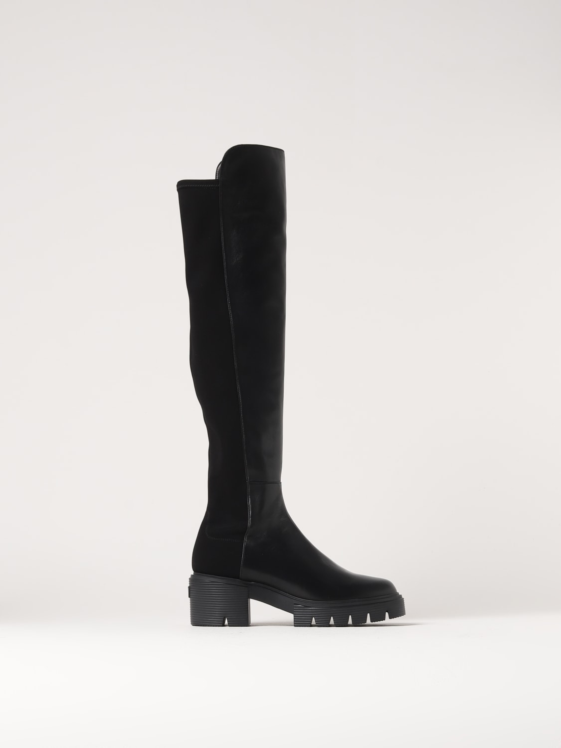 Stuart Weitzman Outlet: 5050 Soho boots in nappa leather and stretch knit -  Black | Stuart Weitzman boots SC728 online at GIGLIO.COM