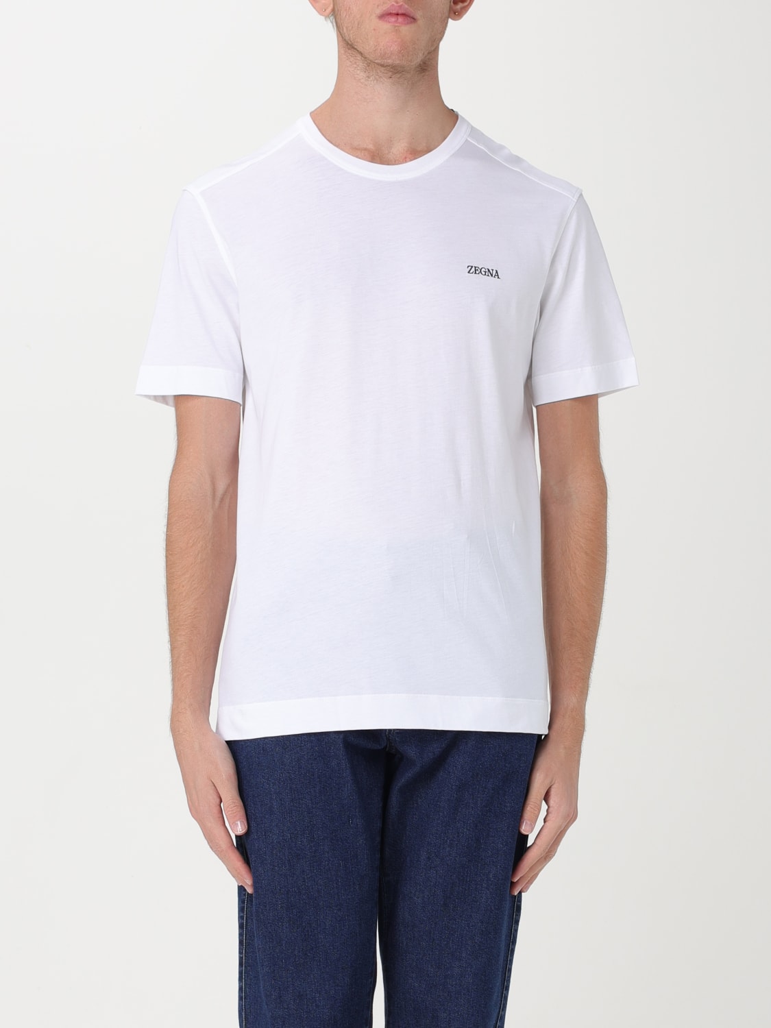ZEGNA T-SHIRT: Zegna cotton T-shirt with embroidered logo, White - Img 1